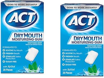ACT Dry Mouth Moisturizing Gum, Soothing Mint, Sugar Free, 20 Count (Pack of 2)