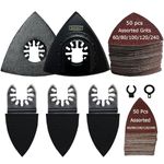 XXGO 105 Pcs Oscillating Multi Tool Sanding Pads Kits 2 Pcs Triangular Sanding Pads 3 Pcs Finger Sanding Pads 100 Pcs Multi Tool Sandpaper for Wood Sanding XG3105U