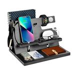 Birthday Gifts for Men Bedside Table Organiser Mens Gifts for Christmas Wood Phone Docking Station for Men Gadgets Key Wallet Watch Stand Gifts for Dad Xmas Presents for Men Birthday Gifts for Him