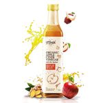 Miresi Natural & Organic Apple Cider Vinegar (500 ml) With 2x Mother & Infused with Ginger, Garlic, Lemon and Raw Honey | Unfiltered & Unrefined | Supports Weight Loss, Promotes Skin Hydration | Glass Bottle Packaging