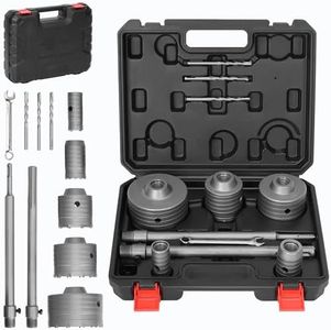Lehom 11PCS Concrete Hole Saw Kit With Tungsten Steel SDS Plus & Max Shank, 30-100 MM Masonry Kit, 3 Drill Bits, Carbide Tool Set for Brick Cement Stone Wall