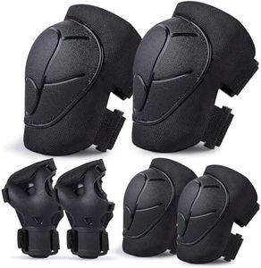 FIODAY Knee Pads for Kids Knee and Elbow Pads Wrist Guards Adjustable Protective Gear Set for Girls Boys Inline Skating Biking Skateboard Scooter Knee Pads,Black,3-8 Years