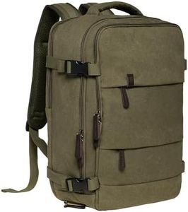 KAUKKO Canvas 40L Zaino da viaggio, Amichevole Bagaglio a mano Zaino da per 15.6 pollici Laptop, Volo Approvato Bagaglio Idrorepellente Cabina Zaino per Viaggio Weekend Trip