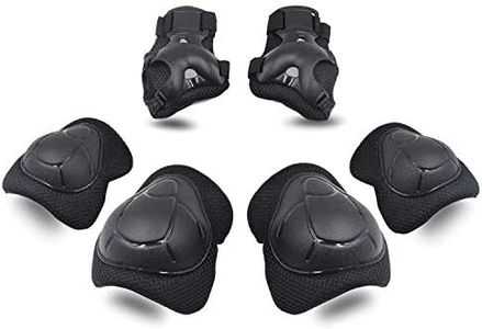 Kids Protective Gear SKL Knee Pads for Kids Knee and Elbow Pads with Wrist Guards 3 in 1 for Skating Cycling Bike Rollerblading Scooter (Black, [Upgraded Version 3.0])