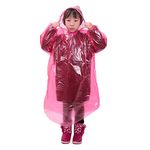 10pcs Disposable Raincoat for Kids Emergency Waterproof Rain Ponchos Durable Transparent Lightweight Raincoat with Hood for Travel, School, Disney, Festivals, Concerts, Camping, Theme Parks, Outdoor