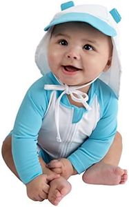 Cuddle Club Traje de baño un Cuarto de Bebé y un Niño Pequeño | Niños y Niñas Unisex Bebé Oso en Traje de Sol - Azul 0-3 Meses
