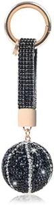 Prdingfy Round Rhinestone Ball Keychain Purse Basketball Handbag Pendant Car Keyring for Women Backpack