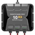 FirstPower Pro 10X3 Marine Battery Charger 3-Bank, 30A (10A/Bank) - 12V Waterproof Onboard Boat Charger, Battery Maintainer & Desulfator for SLA/AGM, Lithium (LiFePO4), Calcium & Deep-Cycle Batteries