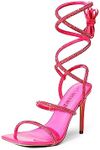 DREAM PAIRS Hot Pink High Heels Stilletos Heels for Women Strappy Gladiator Sexy Square Toe Heels Open Toe Heels Dressy Pumps Sandals Size 8 SDHS2239W