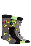 SockShop Mens Ladies and Kids Super Mario Enemies, Power Ups and Yoshi Cotton Socks Pack of 3 Multi 6-11 Mens