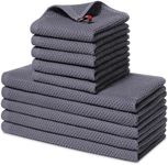 Homaxy 100% Cotton Kitchen Towels and Dishcloths Set, 12 x 12 Inches and 13 x 28 Inches, Set of 10 Bulk Kitchen Towels Set, Ultra Soft Absorbent Dish Towels for Washing Dishes, Dark Grey