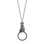 1928 Jewelry Women's Pewter Cat Magnifying Glass Pendant Necklace 30" - Magnification Power: 2-3X