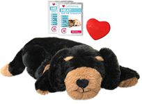 Calmeroos Puppy Heartbeat Toy Canadian-Owned Company Sleep Aid with 2 Heat Packs Last 36 Hours Each Puppy Anxiety Relief Soother Dogs Cuddle Calming Behavioral Aid for Pets (Black and Brown)