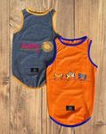 Golden Tails Summer Dog T-Shirt Printed Round Neck Sleeveless Sando Vest Tank Tees Tshirt for Dog-Set of 2 (Small 14")