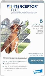 Interceptor Plus Prevention for Heartworm + 4 Other Worms for Dogs 50.1-100 lbs. | 6 Chews, 6-Month Supply