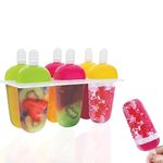 FLOSSYMART Plastic Reusable Popsicle Molds Ice Pop Makers Ice Pop Molds Kulfi Maker Mould, Candy Maker Plastic Popsicle Mold, Kids Ice Cream Tray Holder (Set of 6) (6 Mold Model-3, Multicolor)