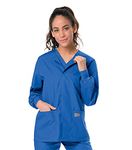 Landau Scrub Zone Unisex Relaxed Fit 2-Pocket Snap-Front Scrub Jacket 75231, Royal Blue, X-Large