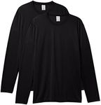 Hanes Men's Long Sleeve Cool DRI T-Shirt UPF 50+, Black, Medium (Pack of 2)