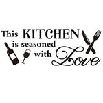 SUPERDANT Kitchen Quotes Wall Stickers Kitchen Love Wall Decals Kitchen Stickers for Wall Kitchen Quotes Wall Art Peel and Stick for Kitchen Cupboard Fridge Grey 61x23cm