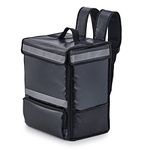 CO-Z Food Delivery Backpack Cooler with 3 Adjustable Dividers Insulated Lining and Cup Holders for Cold Hot Food, Waterproof Bag Shoulder Straps Storage Bicycle Car, Black