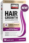 FORCE FACTOR Hair Growth Accelerator Capsules, Hair Growth Vitamins for Women with Clinically Proven Lustriva & Biotin to Support Healthy Hair & Support All 4 Stages of Hair Growth, 90 Capsules