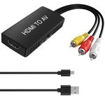 HDMI to RCA Converter, HDMI to AV Adapter for Old TV, HDMI RCA Composite Video Converter Supports PAL/NTSC for TV Stick, Roku, Android TV Box, DVD