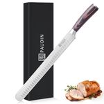 PAUDIN 12" Brisket Knife, Stainless Steel Carving Knife for Meat Slicing, Kitchen Chef's Knife with Granton Edge for Roasts, BBQ, Turkey