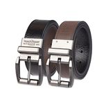 Levi's Men's Laminate Reversible Leather Belt, Black/Brown, 38