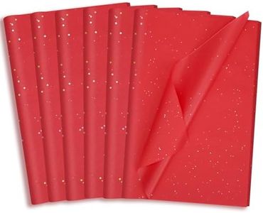 woric 135 Sheets Glitter Tissue Paper for Gift Bags 20 x 14 Inch Red Tissue Paper with Sparkle for Christmas Wedding Birthday Holiday Decor Art DIY Crafts