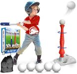 Eagle Stone T-Ball Set for Toddlers, Kids Baseball Tee Game Includes 6 Balls - Adjustable T Height, Fun Toddler t Ball Set Adapts with Your Child's Growth Spurts, Improves Batting Skills for Boys &Girls