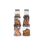CELLO Checkers Kitchen Storage Container Box Set of 6 Pcs, Brown (2x300ml, 2x650ml, 2x1200ml) | Transparent Unbreakable Fridge Safe Stackable Airtight Storage Canister Set For Spices Dry Fruits Grains
