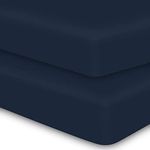 MOONQUEEN 2-Pack Baby Fitted Crib Sheets - Soft Breathable Microfiber Toddler Nursery Sheet Set for Boys and Girls, Fits Standard Size Crib Mattress 28 x 52 x 8in, Navy Blue