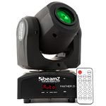 beamz Panther25 LED Moving Head DJ Light - 12W DMX Spot Stage Lighting, 7 Gobos with Shake Effect, 7 Colours, IR Remote Control & Built-in Shows for Disco, Parties, Clubs & Theatre Events