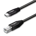 Fasgear Printer Cable, Type C to USB B 2.0 Cable,1 Pack Nylon Braided Printer Scanner Cord with Metal Connector Compatible with HP, Canon, Printers, Midi Keyboard and More (6ft, Black)