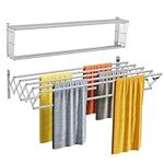 Wall Mounted Clothes Drying Rack, Rustproof Accordion Retractable Drying Rack for Laundry Room/Bathroom Tower，Easy to Install with 7 Drying 31.5-inch Rods, 80 lbs Large Capacity