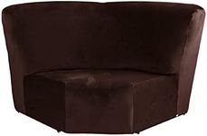 MINGPINHUIUS Velvet Stretch Recliner Corner Sofa Cover Curved Shape Sectional Couch Covers Soft Elastic Slipcover Furniture Protector for Living Room (Corner, Brown-2)