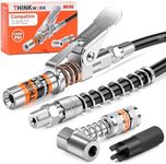 THINKWORK Grease Gun Coupler Set, Strong Lock on Greases Gun Couplers with 90° Grease Coupler Adaptor,12000 PSI Quick Release Grease Coupler Compatible with All Grease Guns 1/8" NPT Grease Gun Fitting