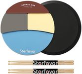 Starfavor Drum Practice Pad, 4 Surfaces Practice Drum Pad, Silent Practice Pad for Drumming with Different Playing Surface, Comes with Extra 2 Pairs 5A Drum Sticks