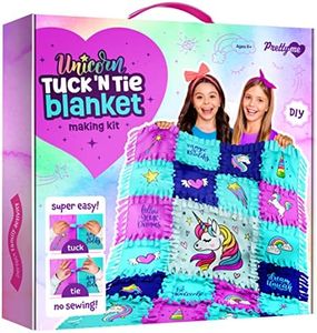 Pretty Me Unicorn Tuck N' Tie Fleece Blanket Kit - No Sew Blanket Making Kit - DIY Crafts for for Girls Ages 6+ Year Old - Best Arts & Craft Girl Gifts Ideas - Kids Crafts Gift Toys Kits