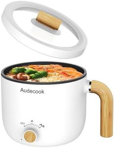 Audecook Electric Hot Pot, 1.5L Rapid Noodles Cooker, Portable Nonstick Mini Multicooker, Electric Skillet with Dual Power Control for Ramen/Pasta/Egg/Soup/Oatmeal (White)