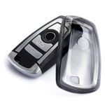 JVCV® Soft TPU Transparent Cover Compatible with BMW Smart Key (Transparent Black)