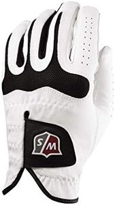 WILSON Sporting Goods Staff Grip Soft Golf Glove, Men's Medium/Large, Left Hand, White/Black (WGJA00560ML)