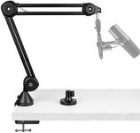 Geekria for Creators Microphone Arm Compatible with Shure MV88+, SM7B, MV7, SM58, SM57, Mic Boom Arm Mount Adapter with Tabletop Flange Mount, Suspension Stand, Mic Scissor Arm, Desk Mount Holder