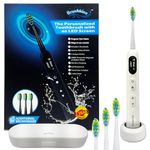 BRUSHKINZ Electric Toothbrush for Adults, Battery Operated Rechargeable Sonic Toothbrush, Travel Tooth Brush Set with 4 Replacement Toothbrush Heads & Case, Wireless Charging Lasts 90 Days, White