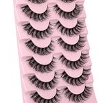 JIMIRE Eyelashes Fluffy 15mm 3D Clear Band Faux Mink Lashes Natural Volume Cat Eye Fake Lashes 7 Pairs Pack