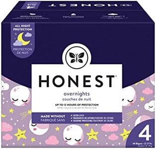 The Honest Company Clean Conscious Overnight Diapers | Plant-Based, Sustainable | Starry Night | Club Box, Size 4 (22-37 lbs), 54 Count