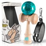 Asoland Kendama Traditional Wooden Toy - Japanese Bilboquet for Kids & Adults - Improves Reflexes and Dexterity - Complete Kit for Professionals & Beginners (Marble Blue)