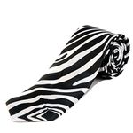 Blacksmith Men's Satin Zebra Design Tie (Black & White, Free Size)