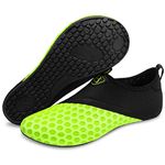 L-RUN Quick Dry Barefoot Womens Mens Water Skin Shoes Aqua Socks for Surf Pool Swim Beach Water Exercise Black Yellow, Women's Size 6.5-7.5/Men's Size 5-6