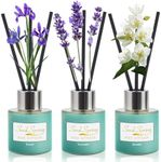 Seed Spring Reed Diffuser Set of 3, Lavender Jasmine Freesia Oil Reed Diffusers for Bedroom Living Room Office Aromatherapy Oil Reed Diffuser for Gift & Stress Relief 50ml x 3